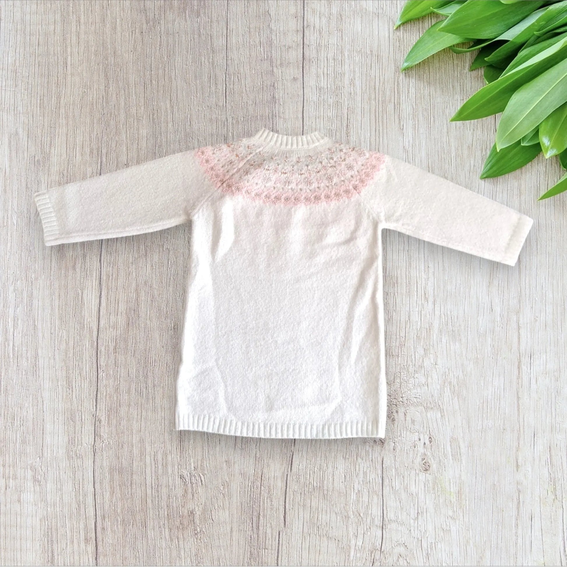 Robe pull bébé fille Creeks 12 mois blanche motifs roses