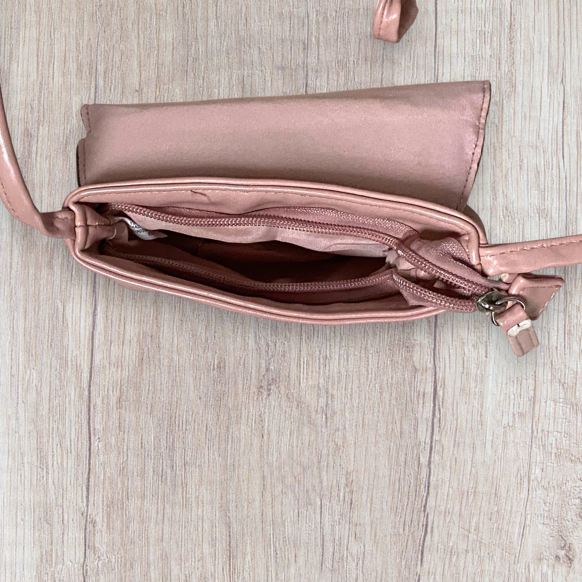 Sac à main enfant fille rose pailleté avec bandoulière intégrée et clapet multicolore