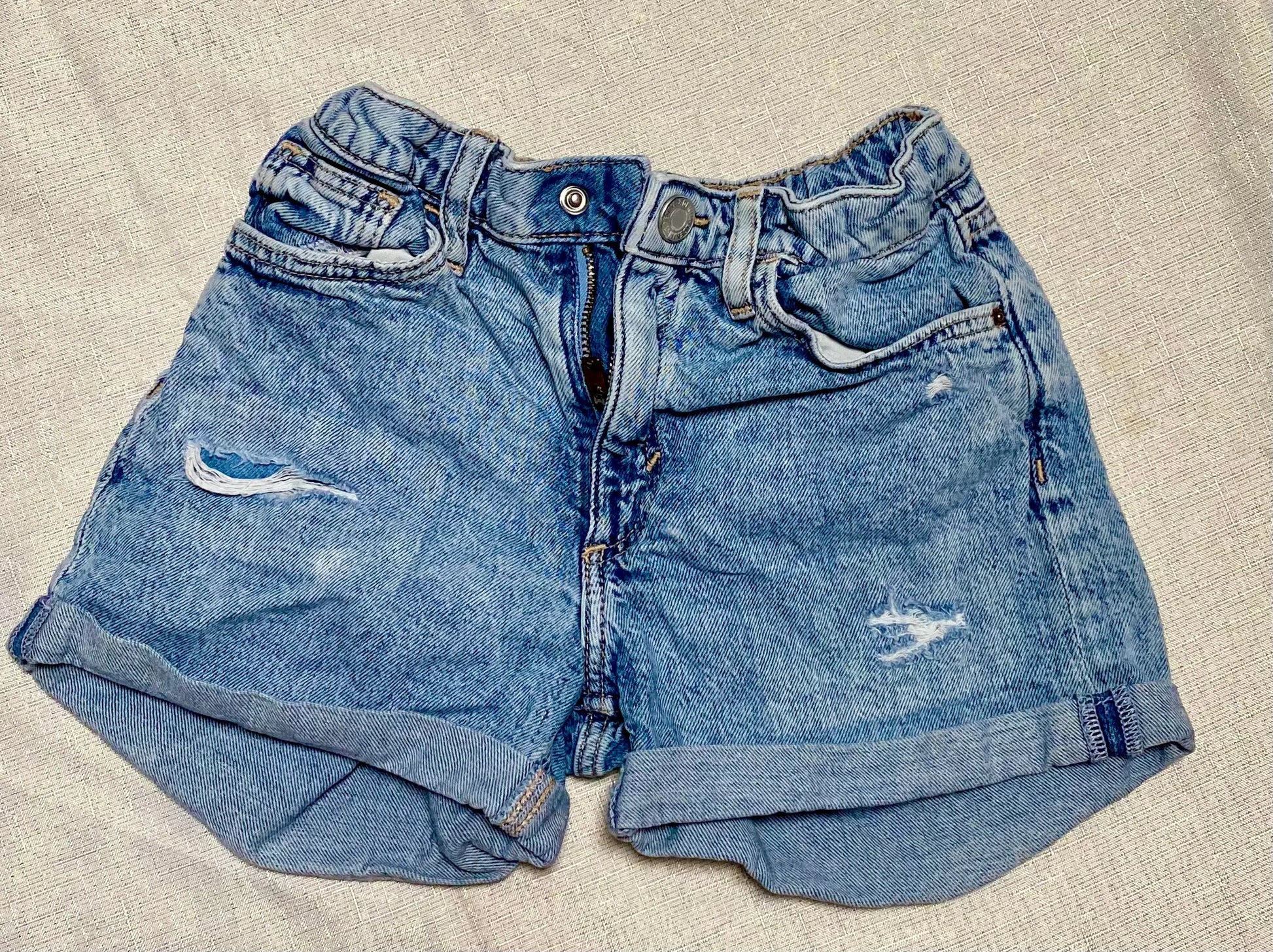 Short Large en Jean Clair Délavé - Fille 6-7 ans, H&M H&M