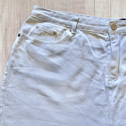 Short en Jean Femme Blanc Taille 48 Boohoo, Détails Métalliques Argentés boohoo