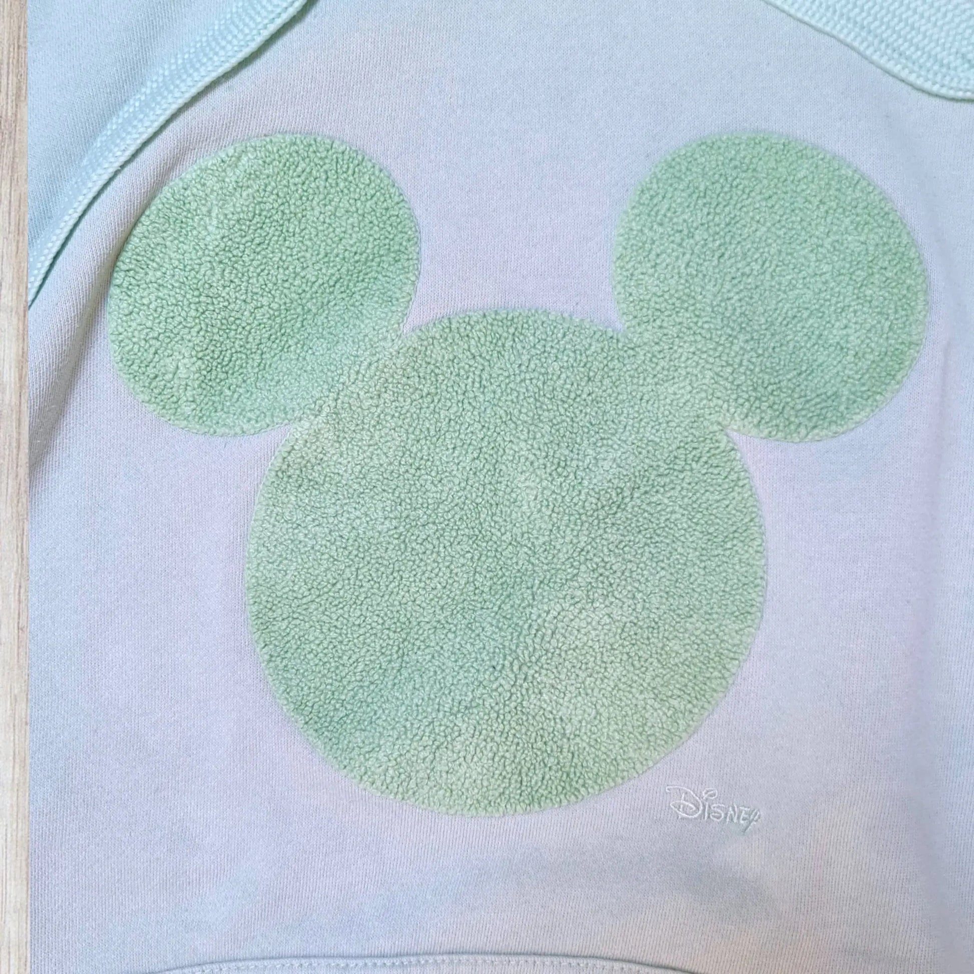 Sweat à capuche Disney femme XL turquoise pastel avec broderie Mickey en relief
