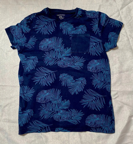 T-shirt Ado Garçon Bleu Foncé avec Imprimé Feuilles Tropicales, Taille 14 Ans (155-167 cm) - Marque In Extenso, Auchan in extenso