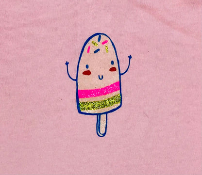 T-shirt Bébé 6 Mois - 67 cm Rose avec Motif Glace Souriante - Manche Longue et Attache Dos - Super U super u