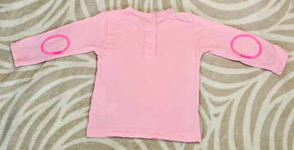 T-shirt Bébé 6 Mois - 67 cm Rose avec Motif Glace Souriante - Manche Longue et Attache Dos - Super U super u