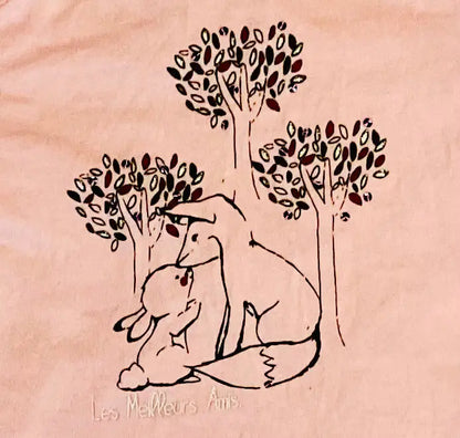 T-shirt Bébé Fille 6 Mois Rose Pâle avec Forêt et Animaux - Mes Petits Cailloux Stokomani