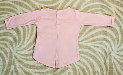 T-shirt Bébé Fille 6 Mois - Super U, Rose Clair avec Ours Pailleté et Boutons Pression superU