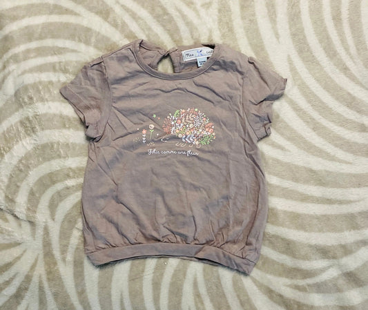 T-shirt Bébé Fille Taupe 6 Mois - Hérisson Fleurie - Mes Petits Cailloux Stokomani