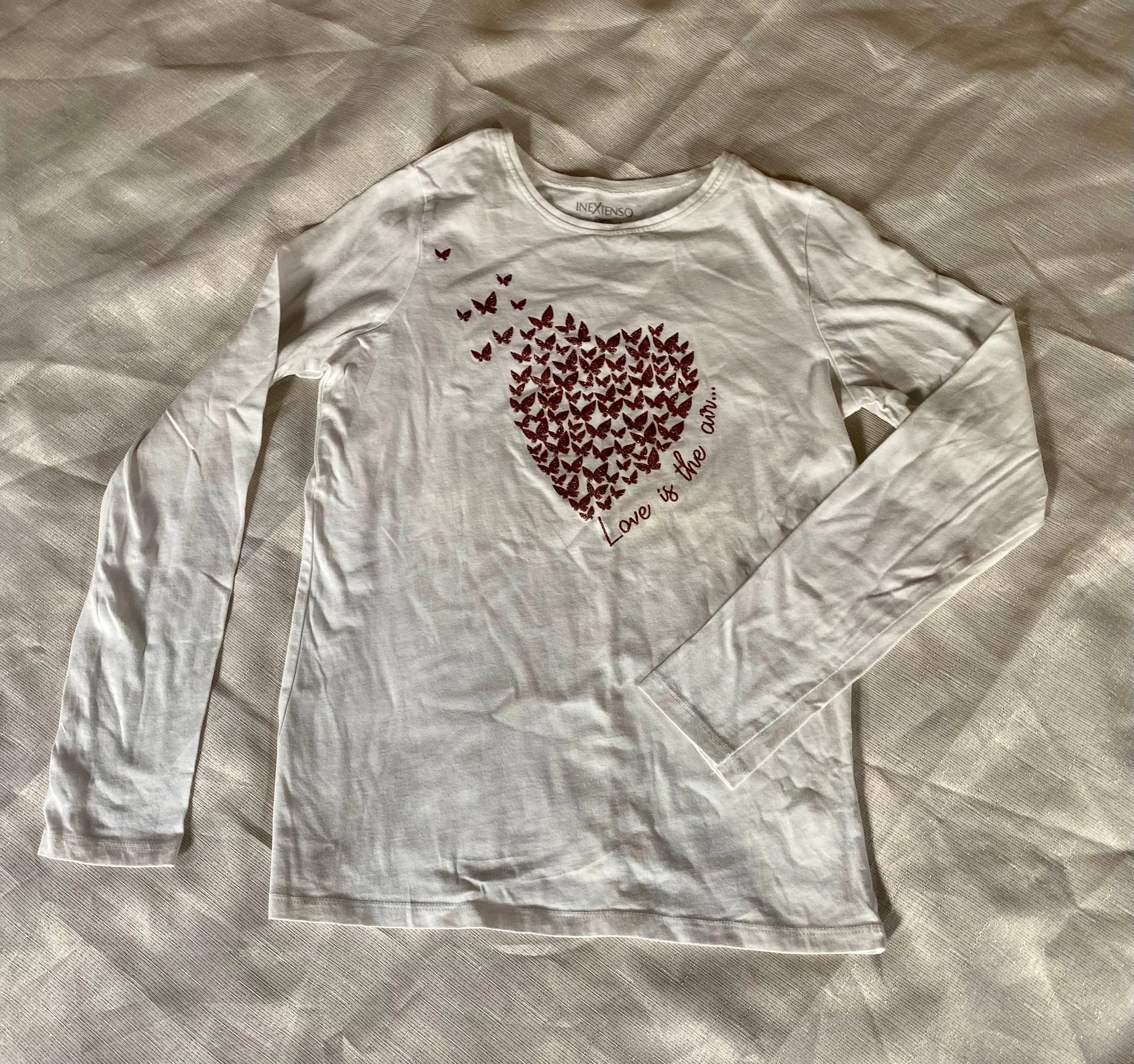 T-shirt Blanc à Papillons Pailletés Fille 12 ans - Inextenso inextenso