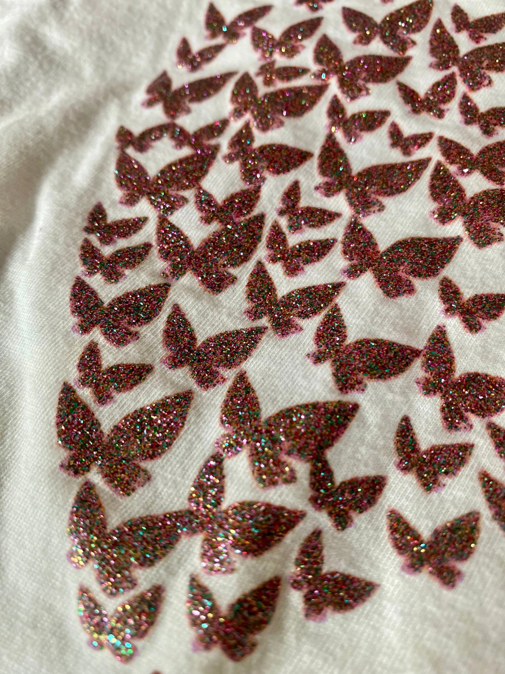 T-shirt Blanc à Papillons Pailletés Fille 12 ans - Inextenso inextenso