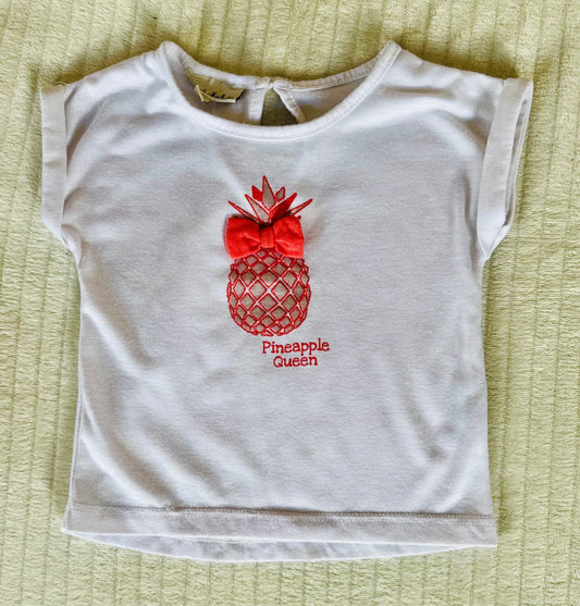 T-shirt Blanc avec Ananas Pailleté - Bébé Fille 3 Mois - Districenter districenter
