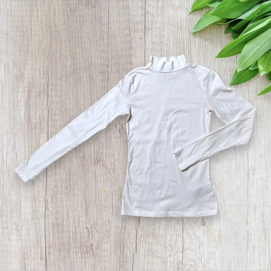 T-shirt Femme Esmara Lidl - Col Roulé Blanc Manches Longues, Taille S/34-36 esmara