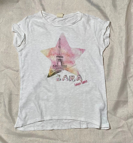 T-shirt Fille 13-14 ans Zara - Imprimé Tour Eiffel Tie & Dye zara