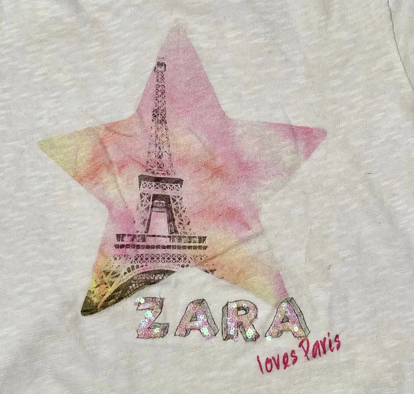 T-shirt Fille 13-14 ans Zara - Imprimé Tour Eiffel Tie & Dye zara