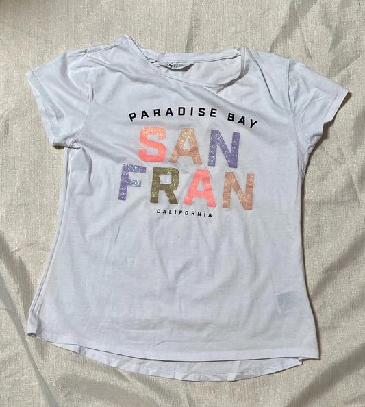 T-shirt Fille Blanc 14 ans - Écritures Colorées Pailletées - Marque H&M H&M
