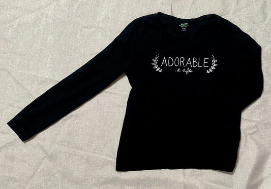 T-shirt Fille Manches Longues Noir "Adorable et Stylée", Taille 138-140 cm (10Ans)- Collection Éco Conception Kiabi kiabi