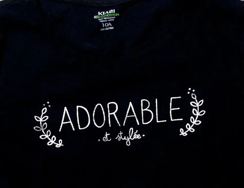 T shirt Fille Manches Longues Noir Adorable et Stylee