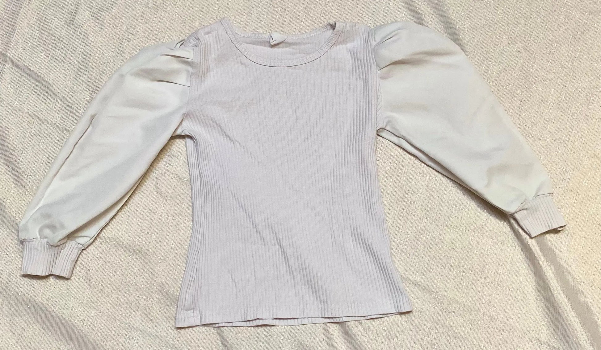 T-shirt Fille Rainuré avec Manches Bouffantes - Taille 6 ans, Blanc shein