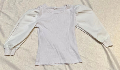 T-shirt Fille Rainuré avec Manches Bouffantes - Taille 6 ans, Blanc shein