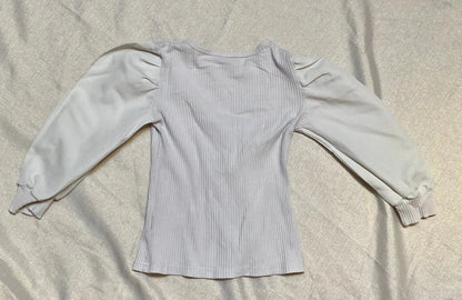 T-shirt Fille Rainuré avec Manches Bouffantes - Taille 6 ans, Blanc shein