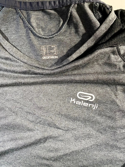 T-shirt de Sport Respirant Gris avec Détails Noirs, Manches Courtes Homme Taille S - Marque KALENJI, Décathlon kalenji
