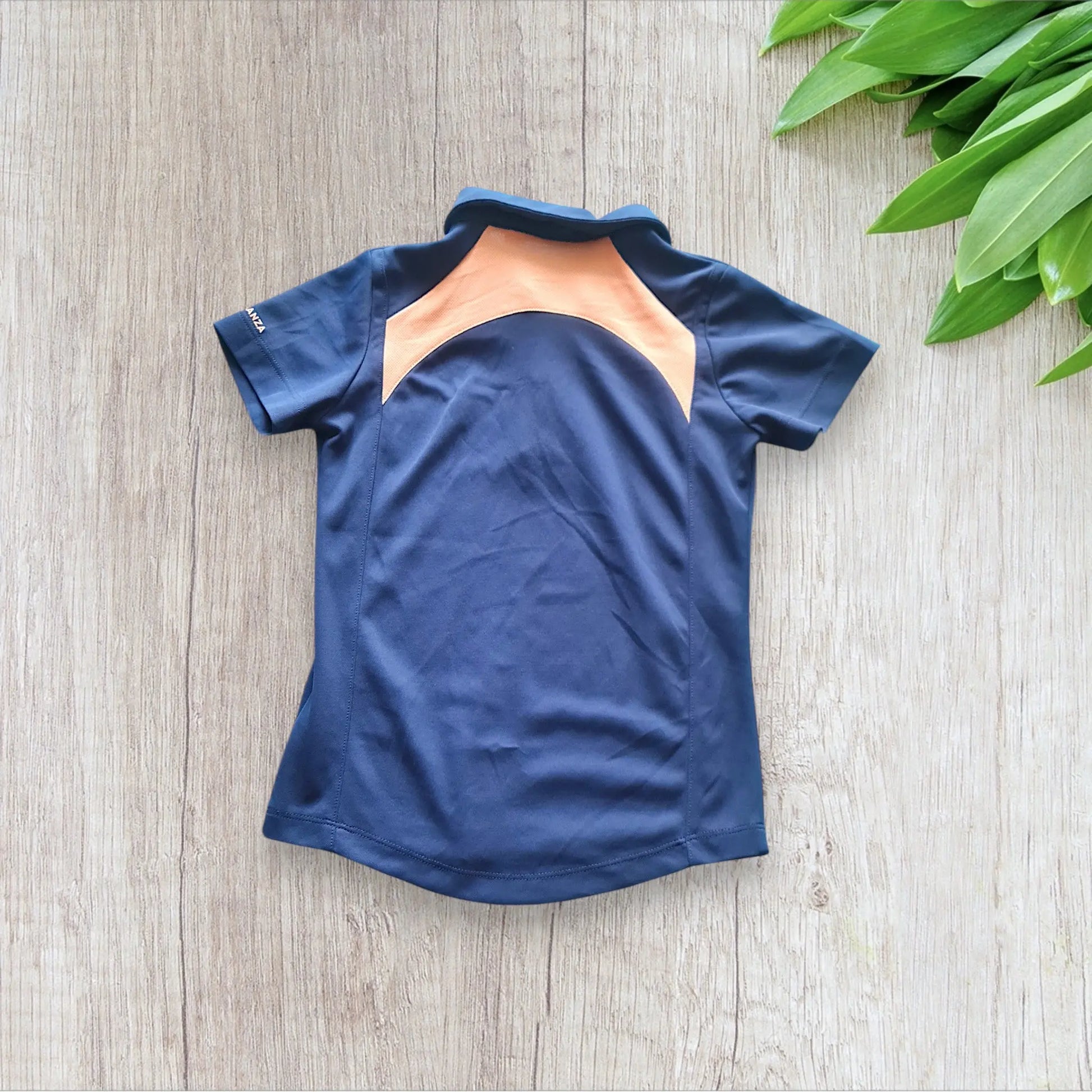 T-shirt équitation enfant Fouganza 6 ans bleu marine et corail, très bon état