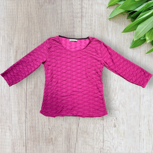 T-shirt femme Armand Thiery M violet à manches 3/4 et tissu texturé vagues