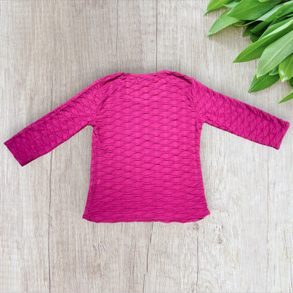 T-shirt femme Armand Thiery M violet à manches 3/4 et tissu texturé vagues