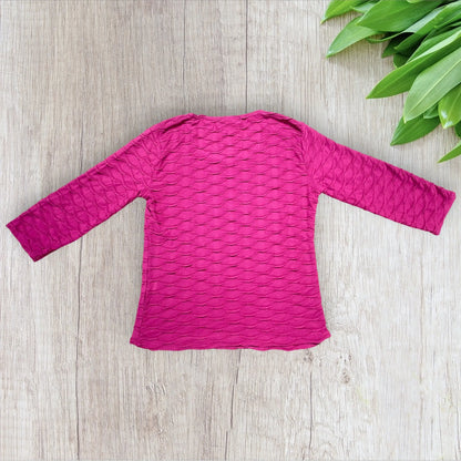 T-shirt femme Armand Thiery M violet à manches 3/4 et tissu texturé vagues