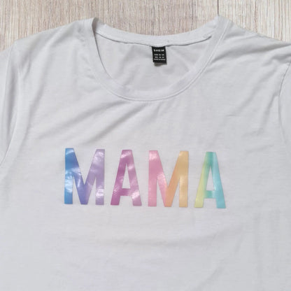 T-shirt femme blanc "MAMA" – Shein taille 46 | Manches courtes & pastel shein