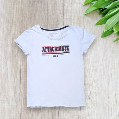 T-shirt fille 12 ans blanc imprimé attachiante since 98 style américain très bon état