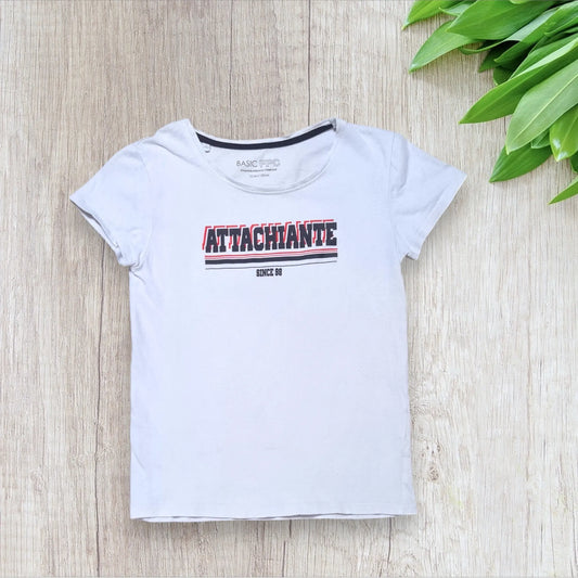 T-shirt fille 12 ans blanc imprimé attachiante since 98 style américain très bon état