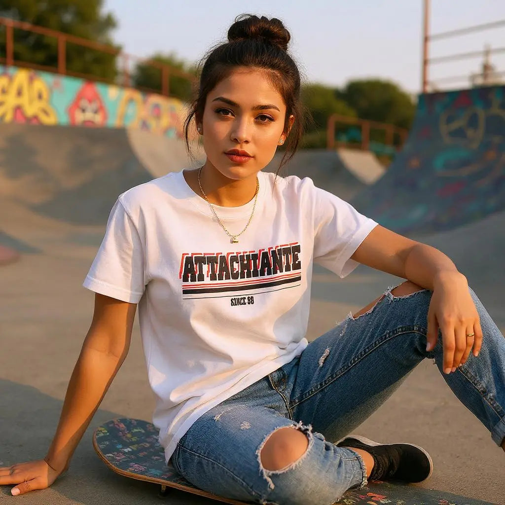 T-shirt fille 12 ans blanc imprimé attachiante since 98 style américain très bon état