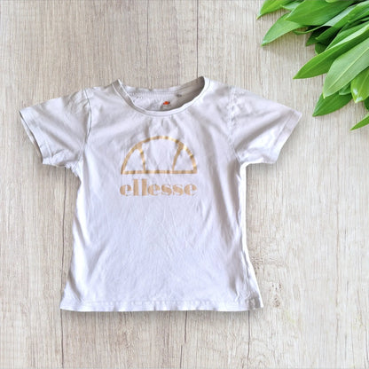 T-shirt fille Ellesse blanc 8 ans avec logo doré, bon état