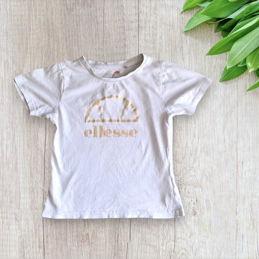 T-shirt fille Ellesse blanc 8 ans avec logo doré, bon état
