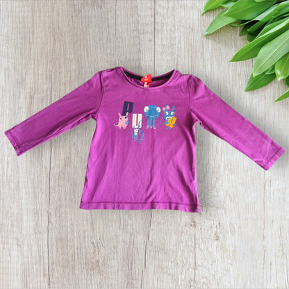 T-shirt fille Puma violet manches longues avec inscription colorée 4 ans