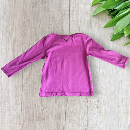 T-shirt fille Puma violet manches longues avec inscription colorée 4 ans