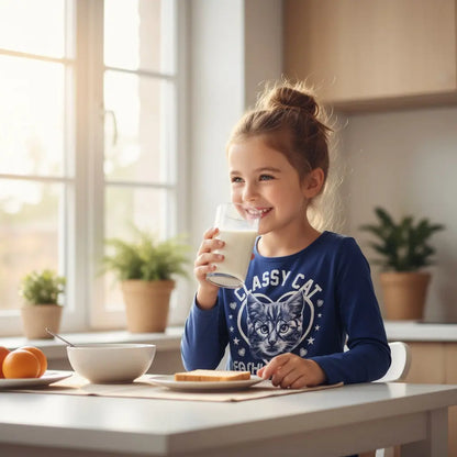 T-shirt fille–4 ans–Bleu marine motif chat à paillettes superU