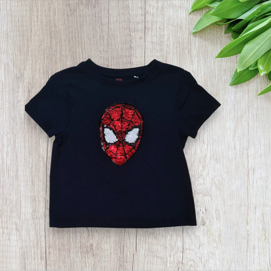 T-shirt garçon 5 ans – Spiderman en sequins réversibles – Bleu marine – Très bon état orchestra
