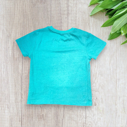 T-shirt garçon 3 ans turquoise avec broderies surfs – très bon état