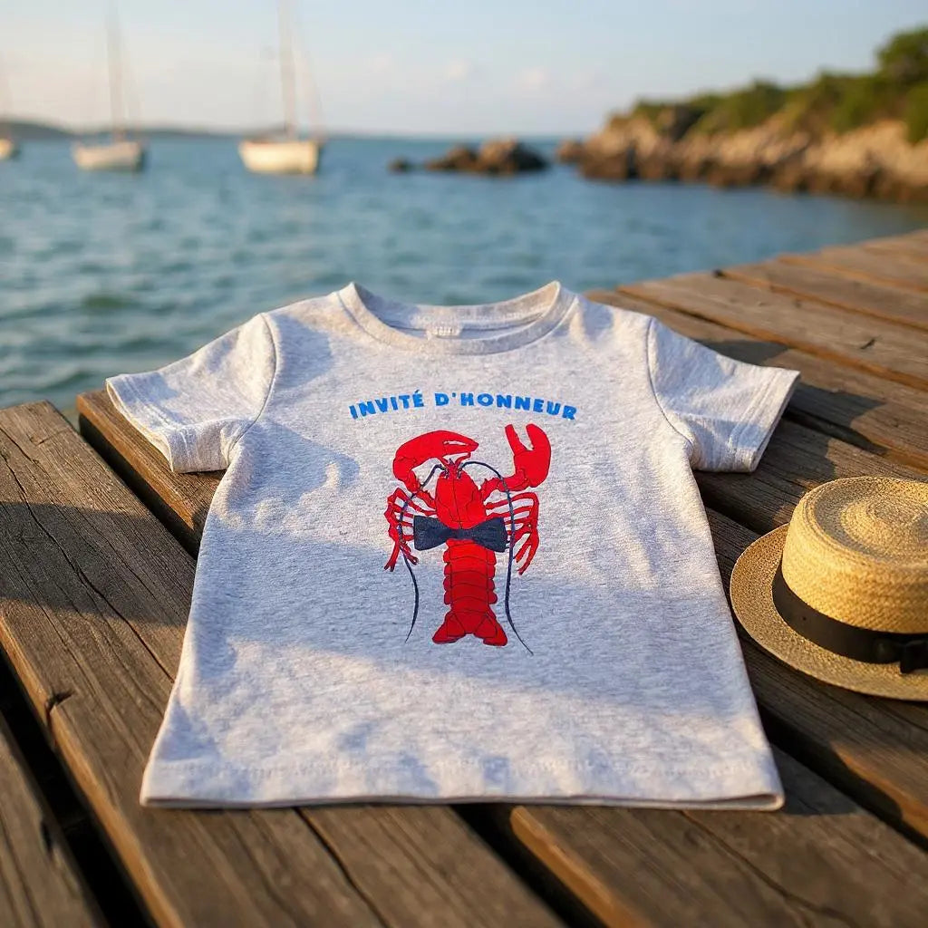 T-shirt garçon – 5 ans – Orchestra – Gris avec homard rouge – Très bon état orchestra