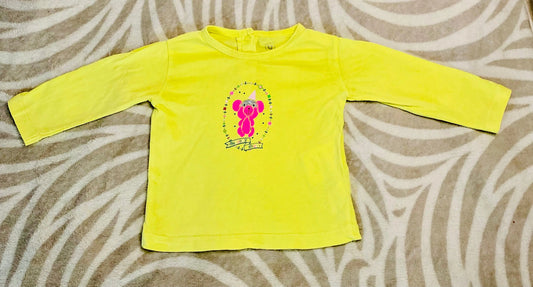 T-shirt jaune manches longues avec motif nounours rose festif - Super U super u