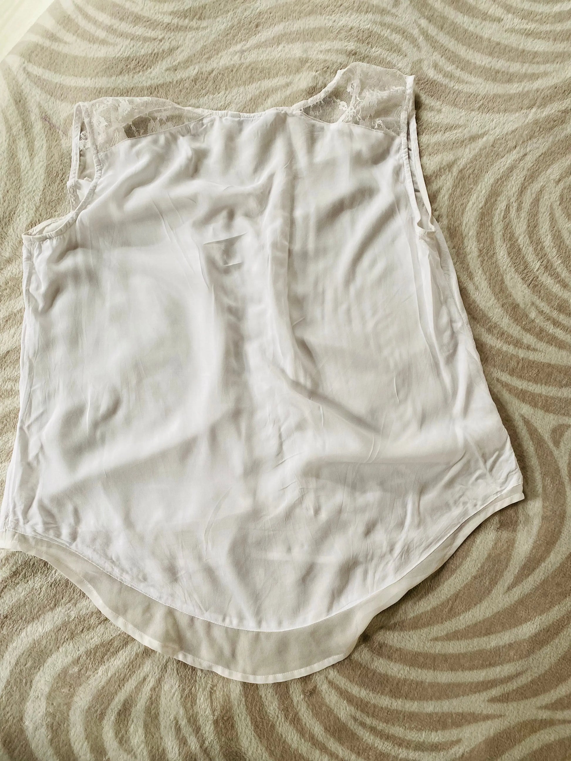 Top Débardeur Femme Blanc à Dentelle et Voile Transparent Taille Unique - Promod promod