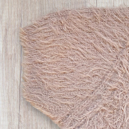 Top femme Zara M taupe en tricot effet poils.