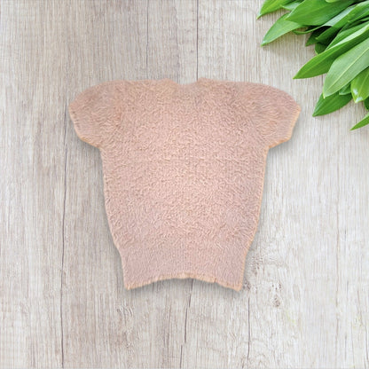 Top femme Zara M taupe en tricot effet poils.