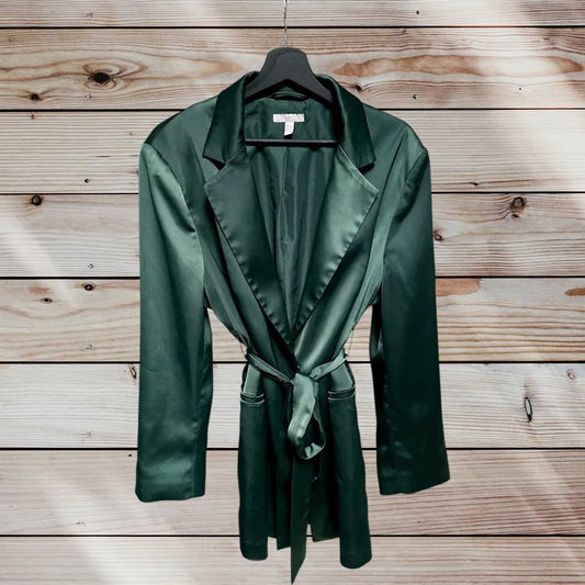 Veste Femme Style Blazer Satiné Vert Bouteille avec Ceinture à Nouer - Taille XL - H&M H&M