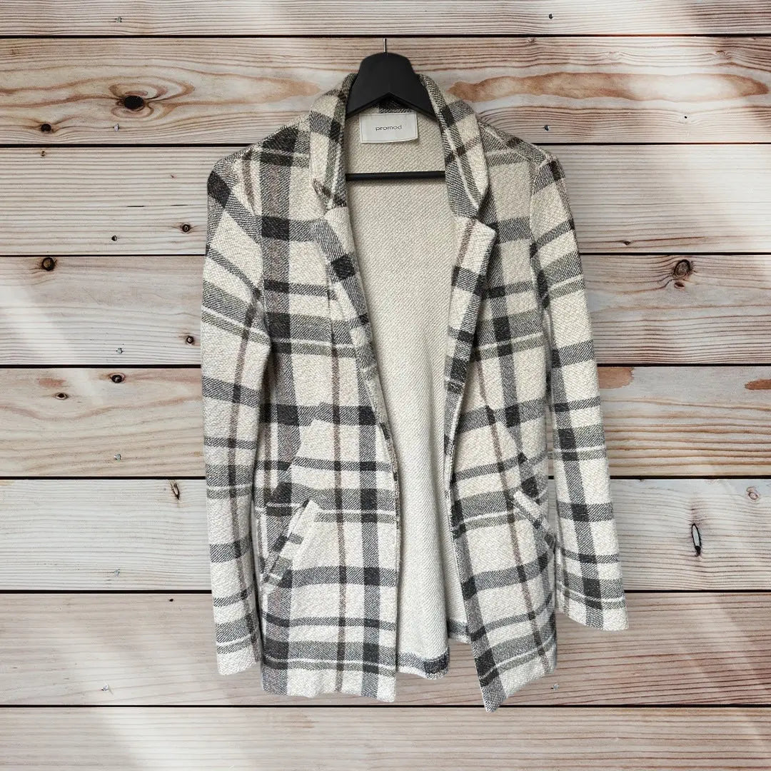 Veste Femme Taille S Promod - Style Bûcheron Tartan Blanc Cassé, Noir & Marron promod