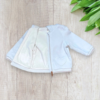 Veste bébé fille Orchestra 9 mois blanche et dorée avec capuche et poches cœur