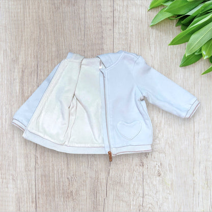 Veste bébé fille Orchestra 9 mois blanche et dorée avec capuche et poches cœur