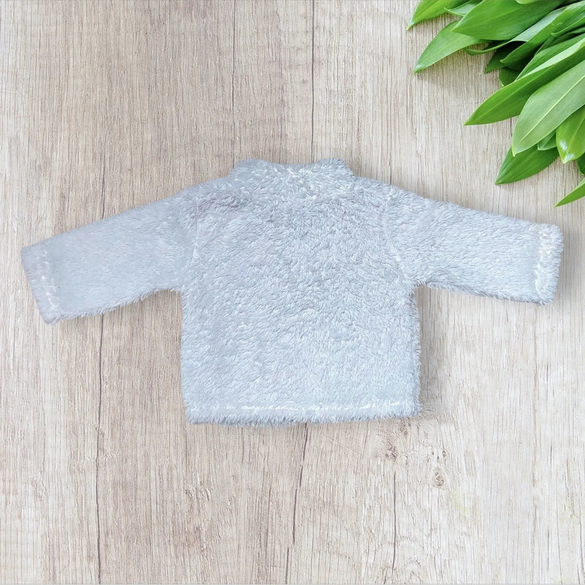 Veste bébé polaire TEX 9 mois blanche uni effet poil avec manches longues et col rond