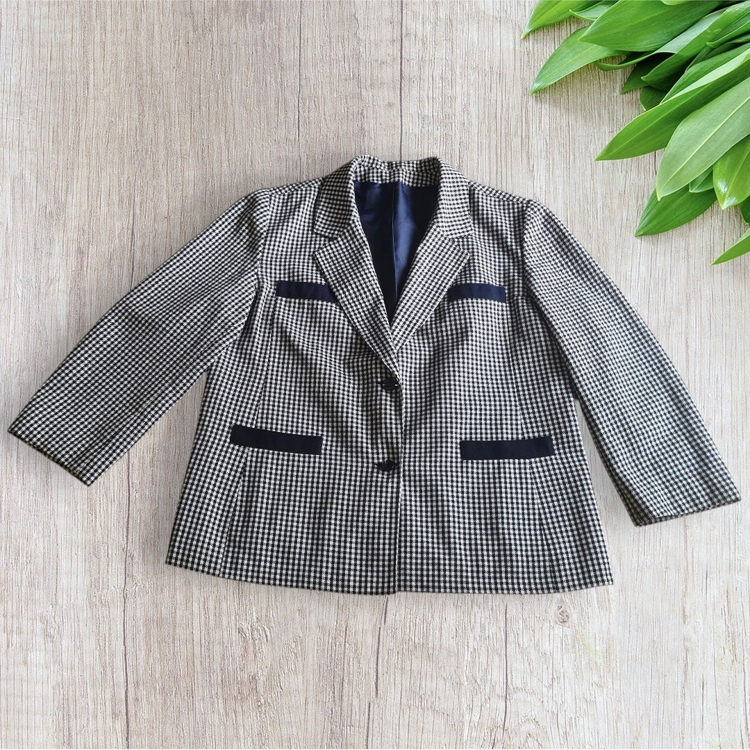 Veste femme à carreaux noir et blanc, taille S, très bon état